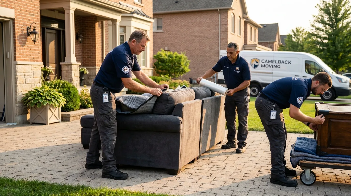 Large estate moving crew wrapping furniture in Hinckley, IL